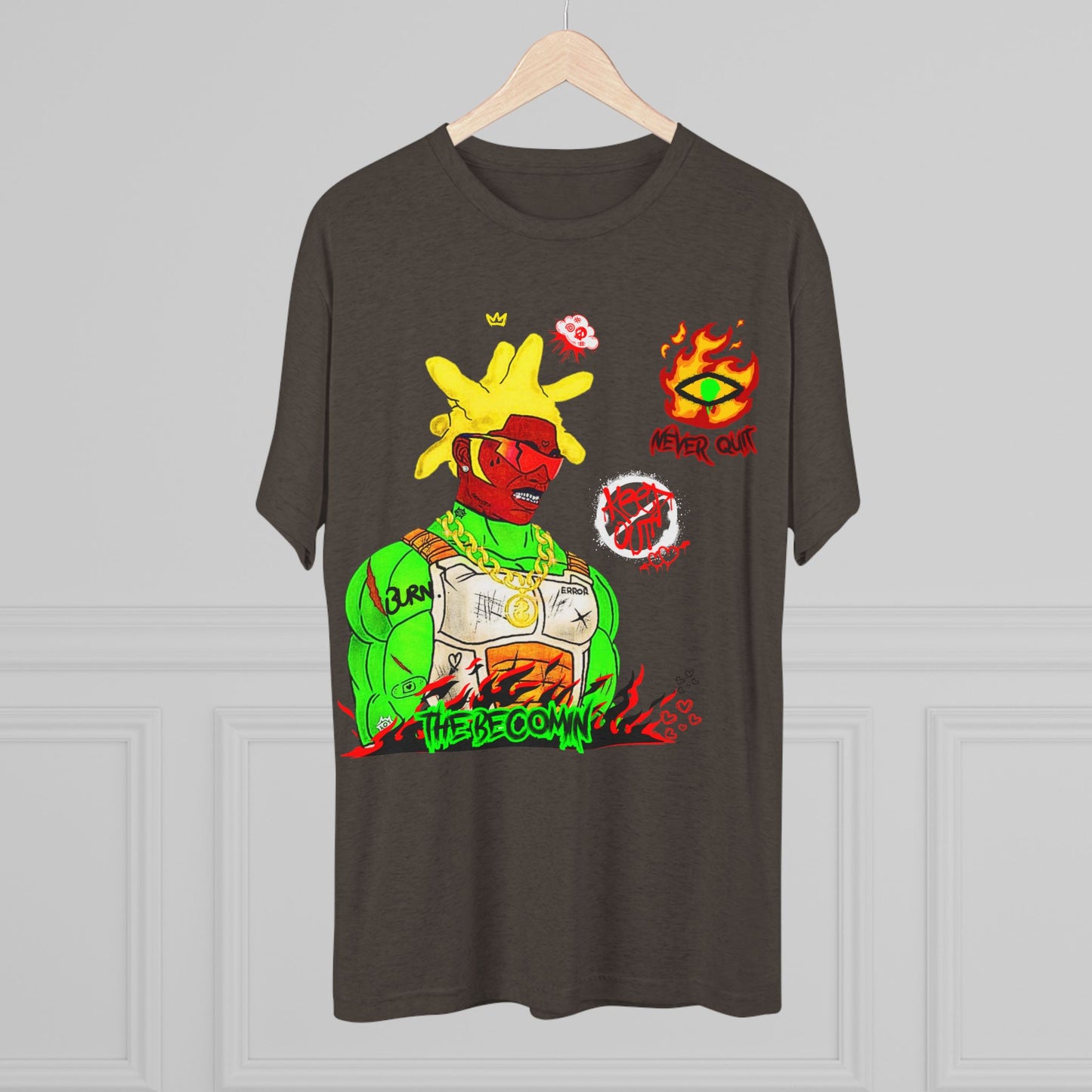 Graphic Tee — Neon Cyberpunk Warrior “The Becomin”
