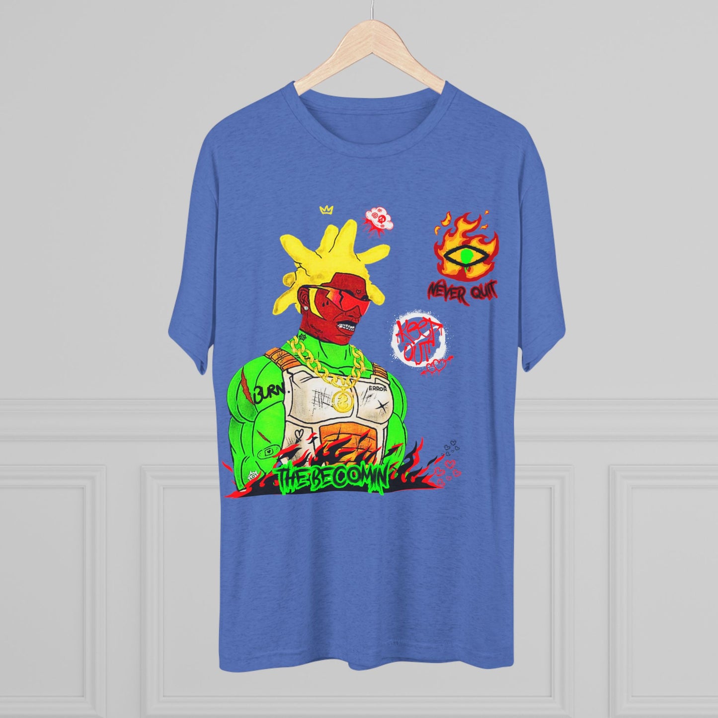 Graphic Tee — Neon Cyberpunk Warrior “The Becomin”