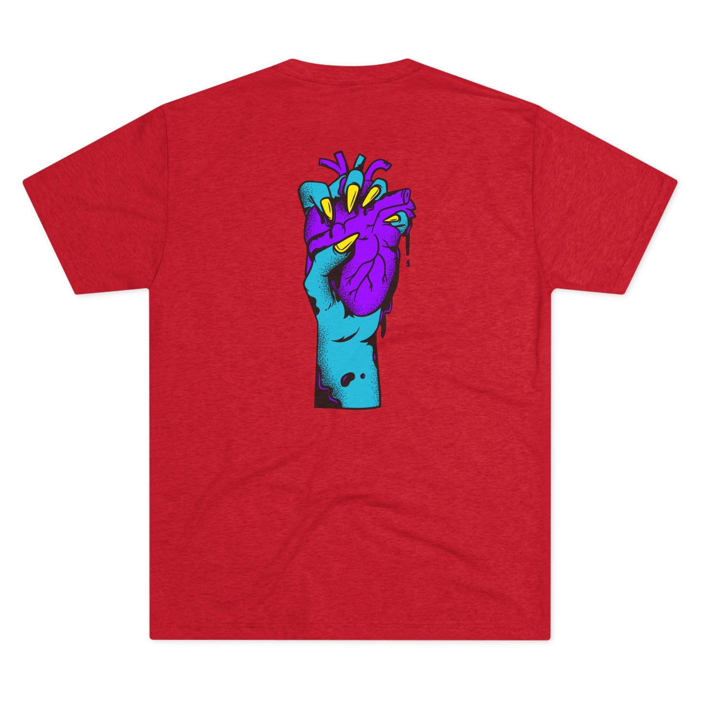 Psychedelic Blue Portrait Tee — Vivid Heart Grasp Graphic T-Shirt