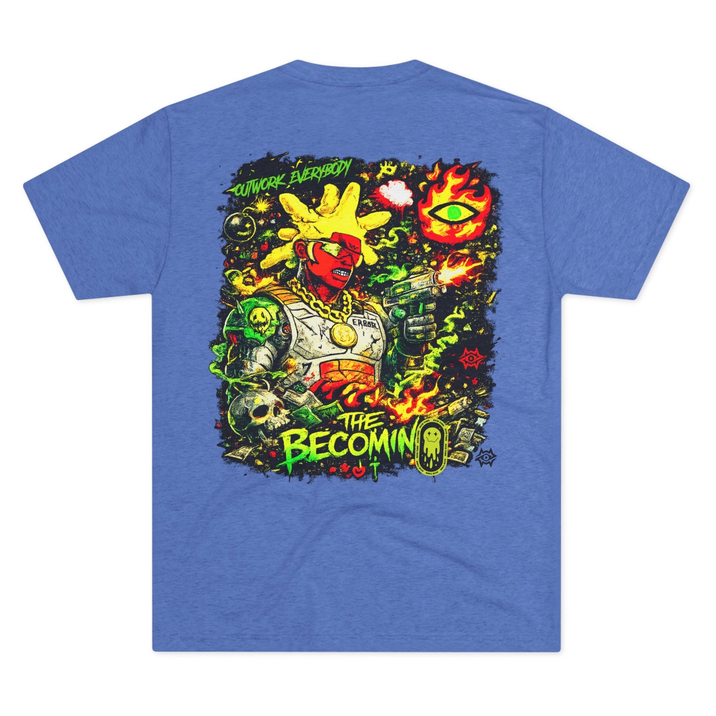 Graphic Tee — Neon Cyberpunk Warrior “The Becomin”