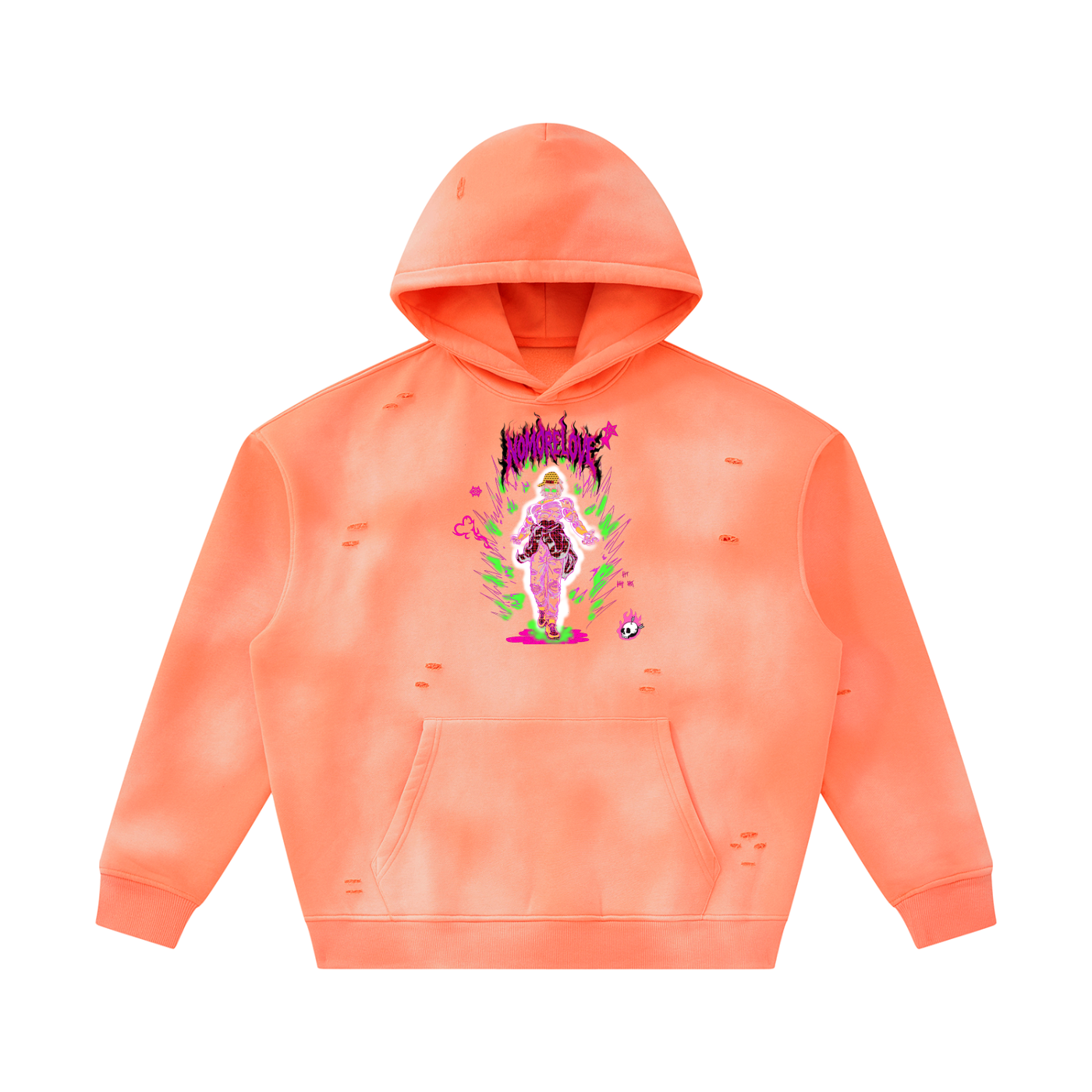 Unisex Sunfade Frayed Fleece Hoodie