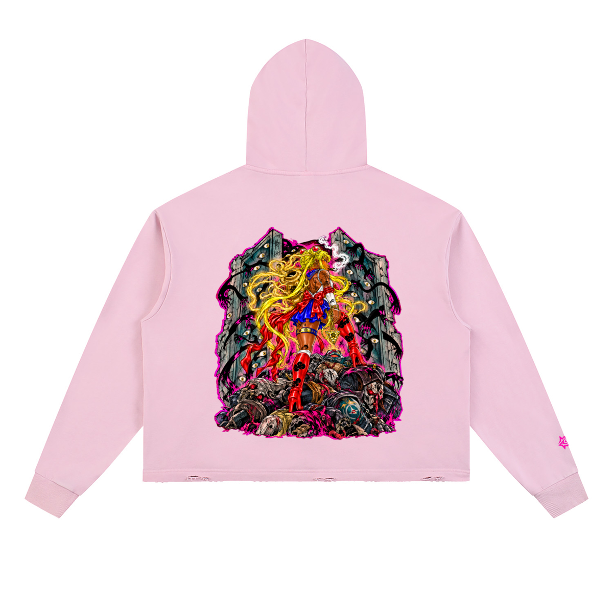 Vintage Washed Frayed-Hem Hoodie