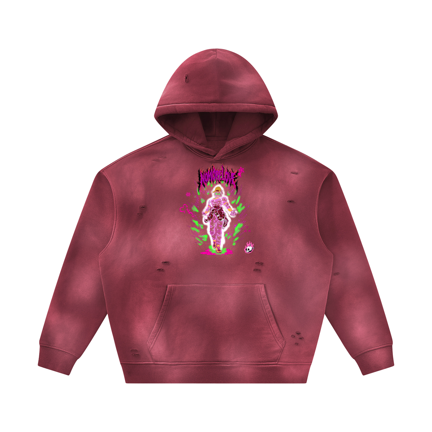 Unisex Sunfade Frayed Fleece Hoodie
