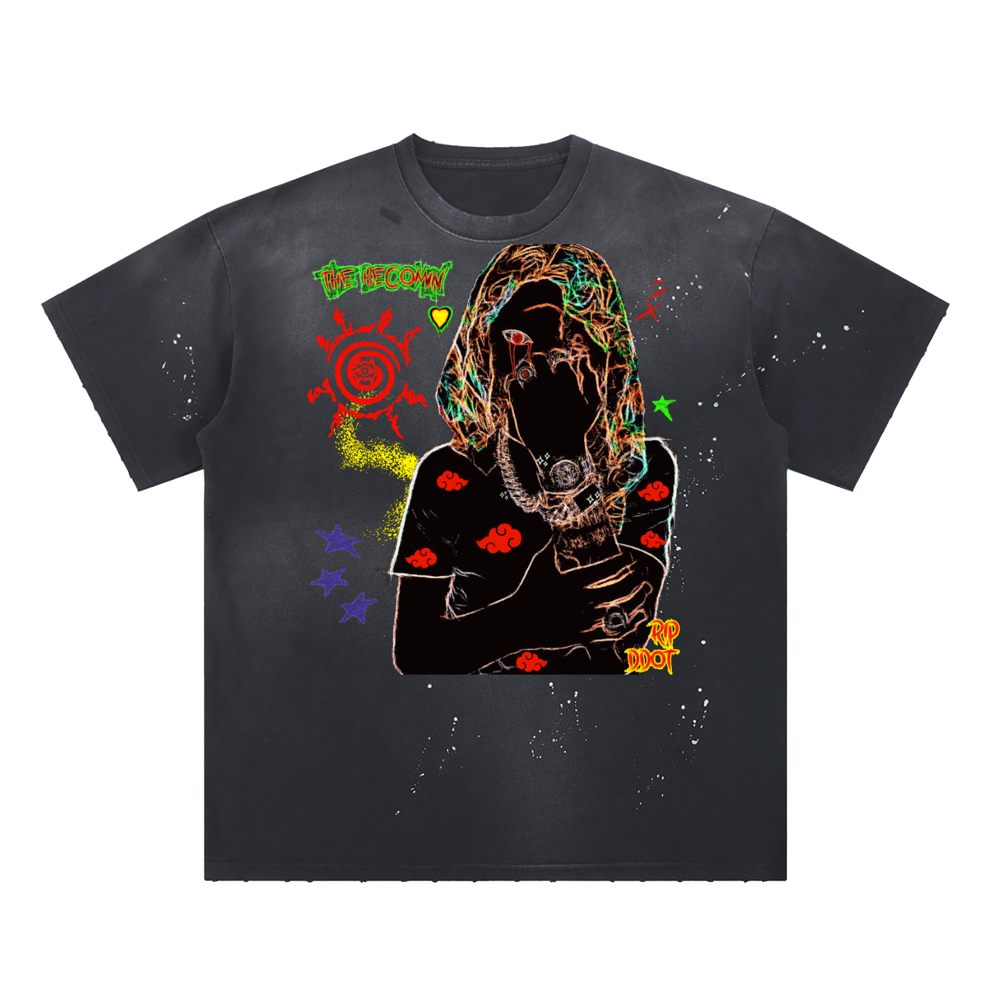 Hand-Frayed Sunfade Paint Splatter T-Shirt