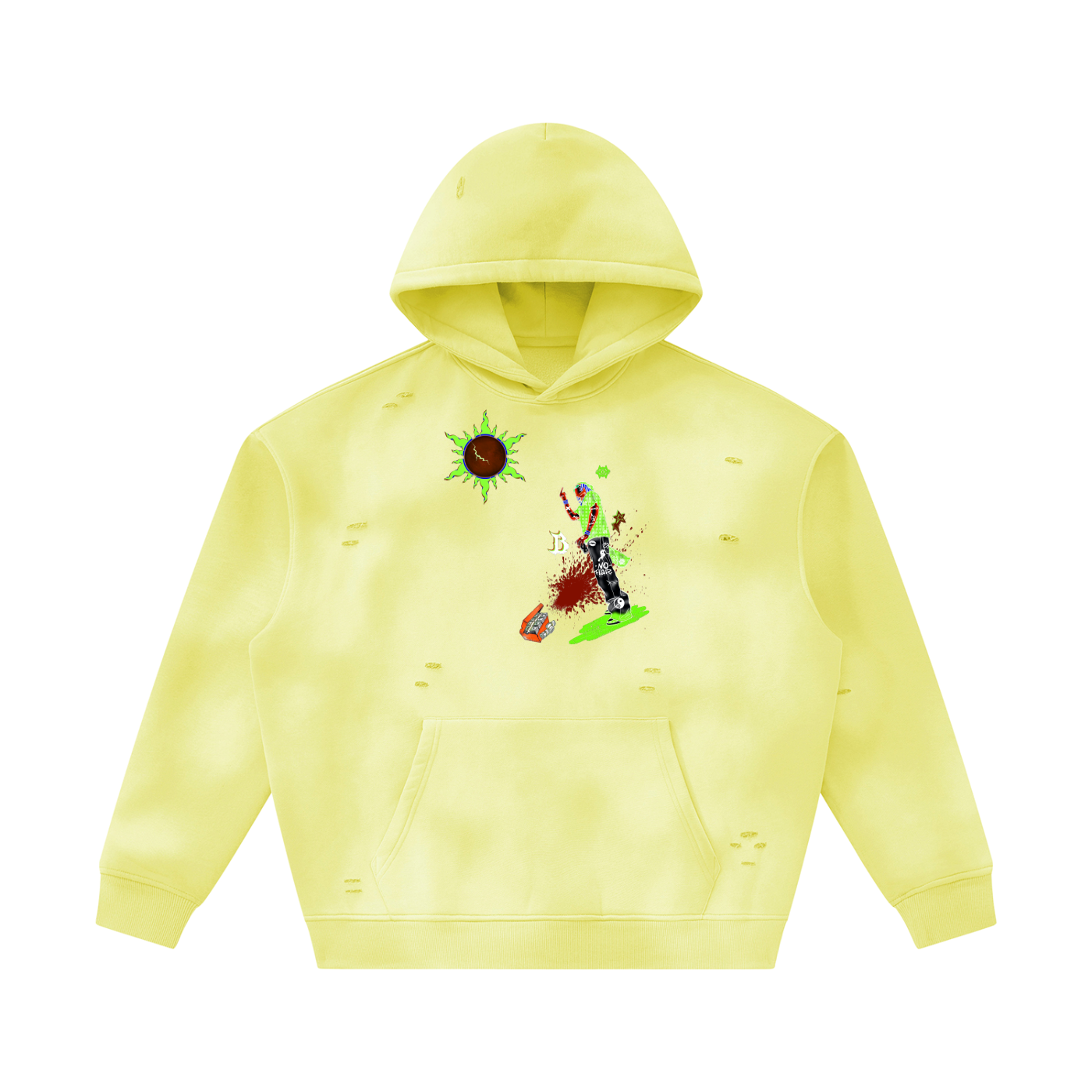 Unisex Sunfade Frayed Fleece Hoodie