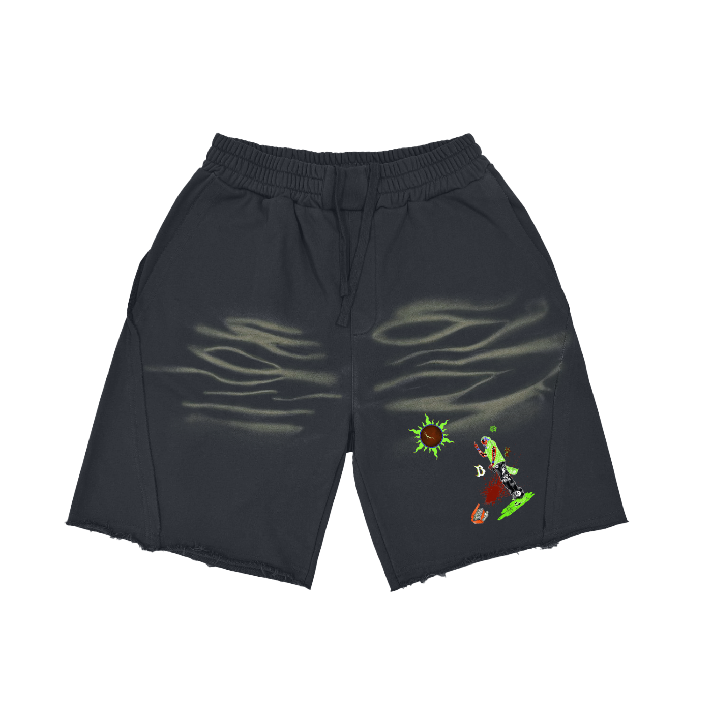 Vintage Washed Tiger Stripes Short Pants