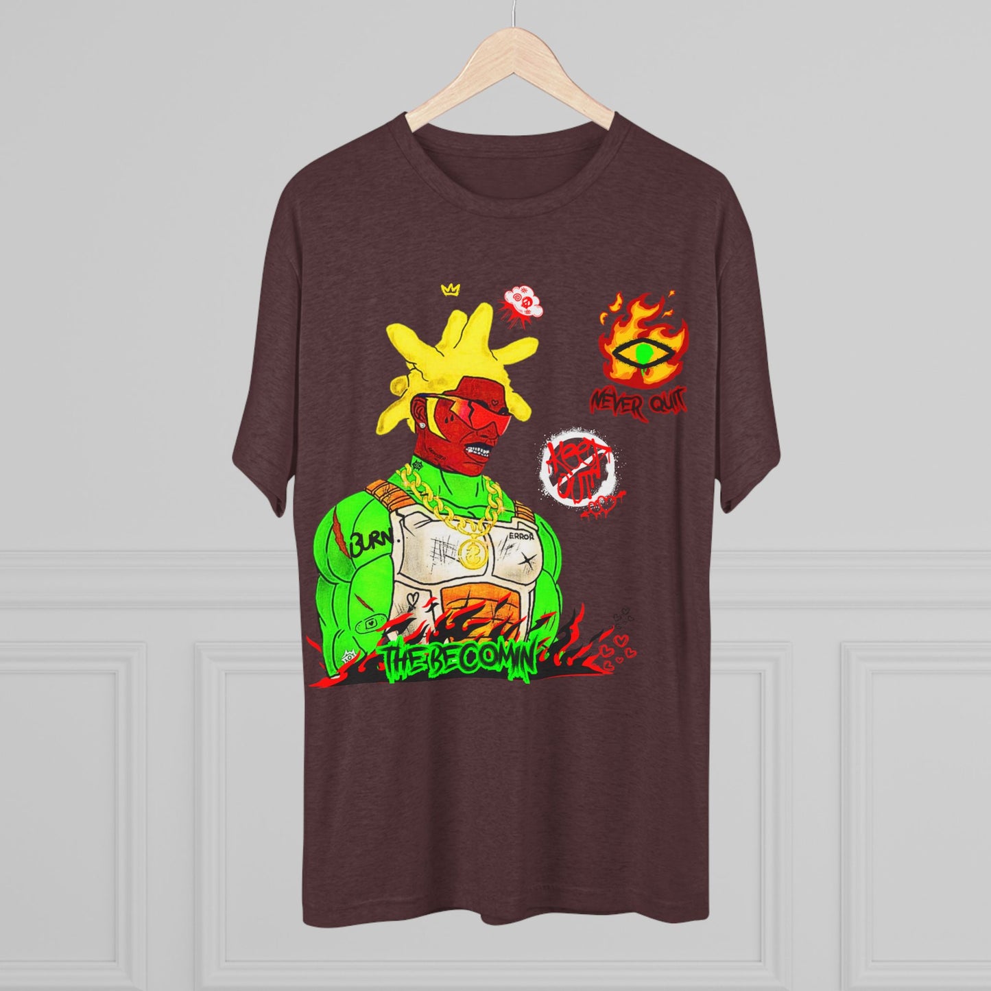 Graphic Tee — Neon Cyberpunk Warrior “The Becomin”