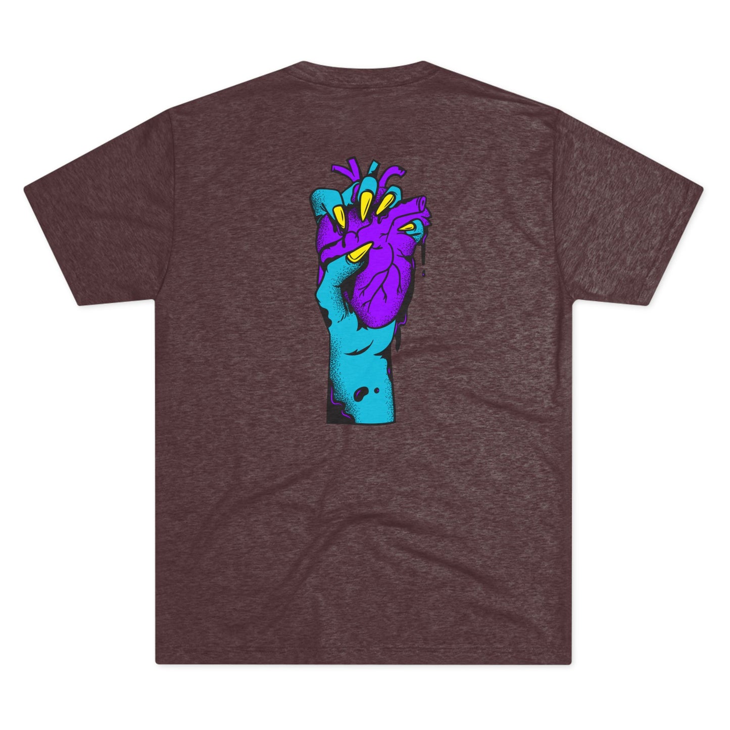 Psychedelic Blue Portrait Tee — Vivid Heart Grasp Graphic T-Shirt