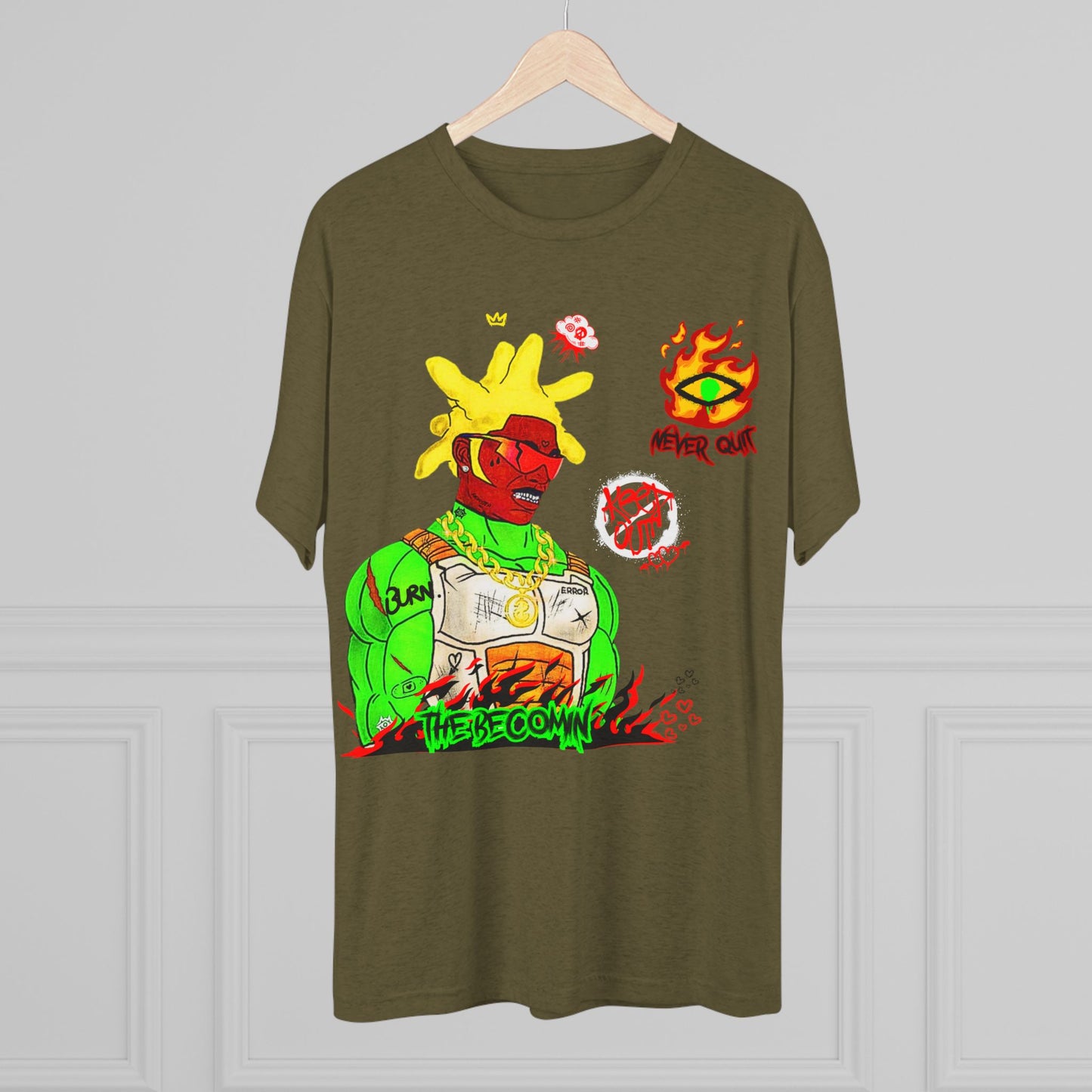 Graphic Tee — Neon Cyberpunk Warrior “The Becomin”