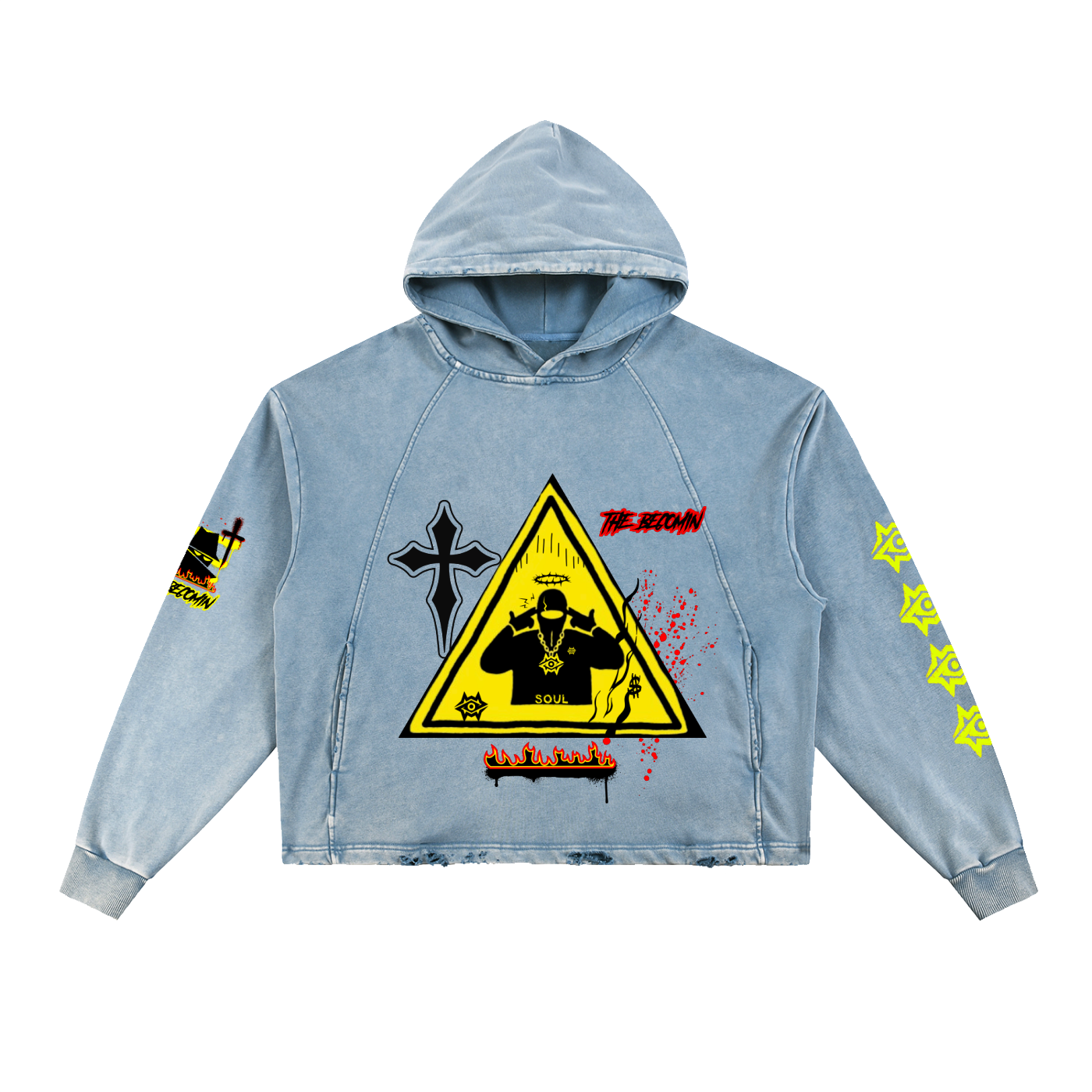Vintage Washed Frayed-Hem Hoodie