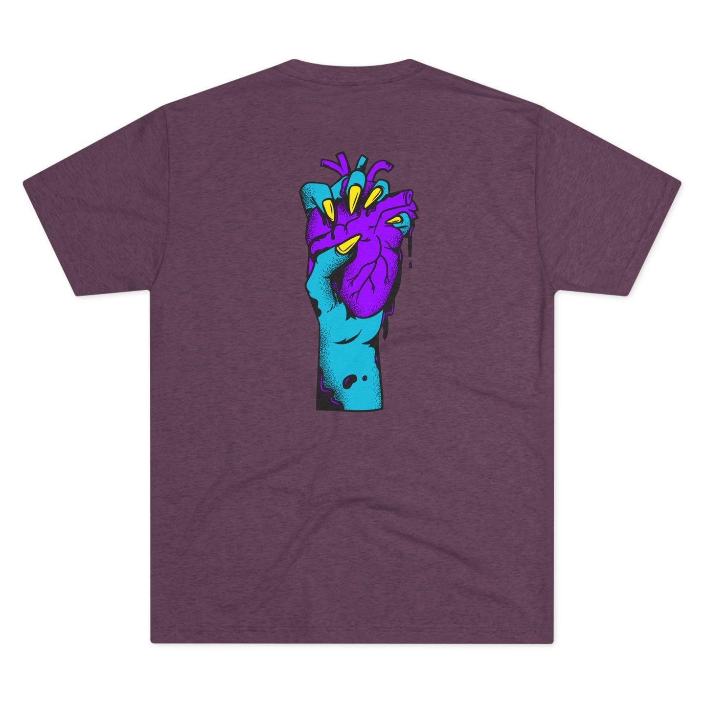 Psychedelic Blue Portrait Tee — Vivid Heart Grasp Graphic T-Shirt