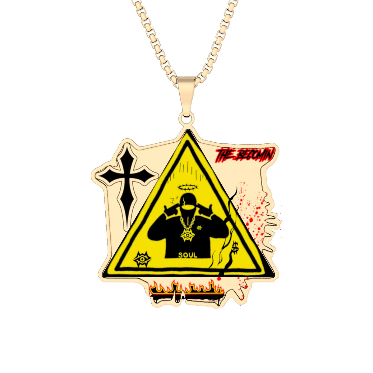 Custom Photo Pendant — Personalized Cut-Out Necklace with Religious Cross Accent
