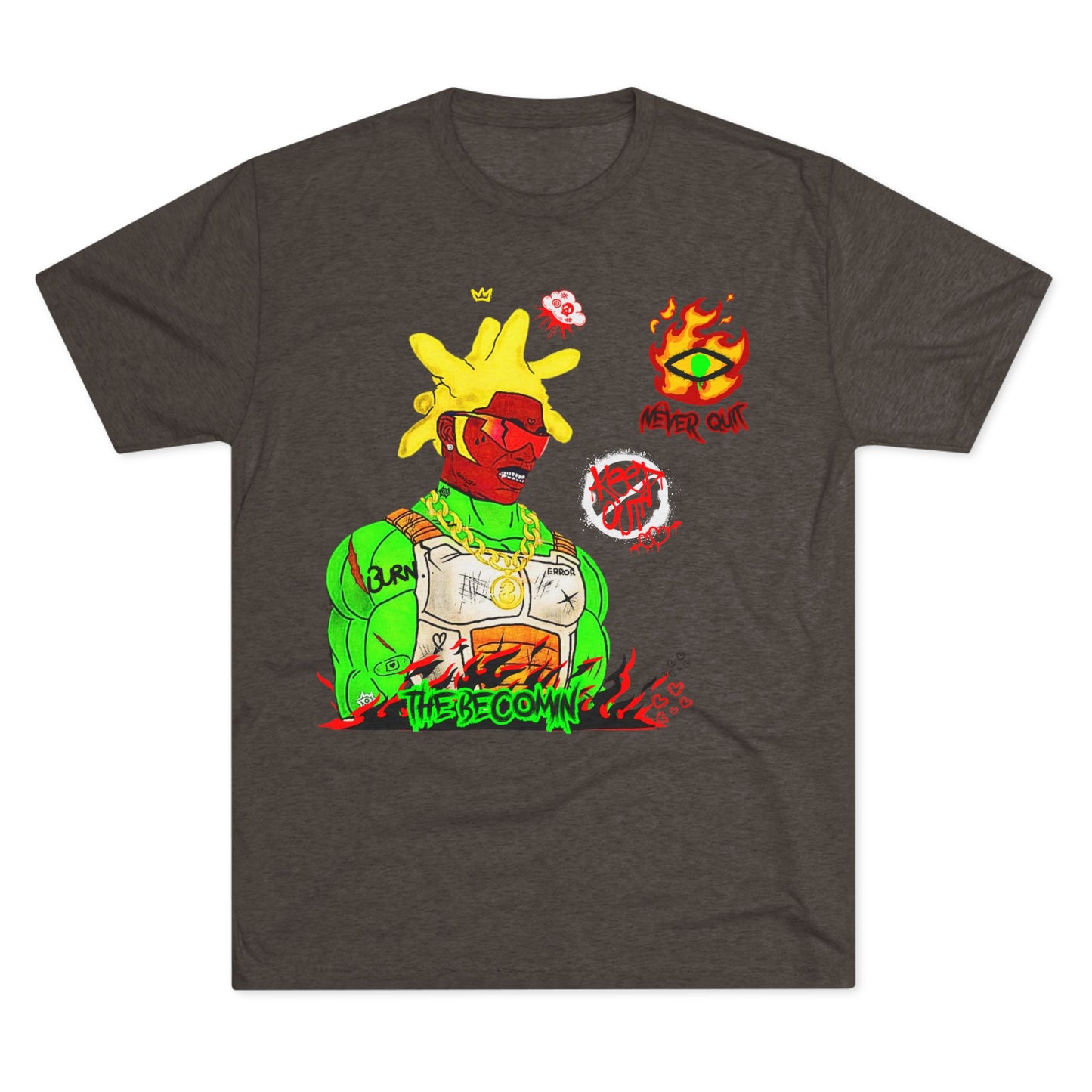 Graphic Tee — Neon Cyberpunk Warrior “The Becomin”