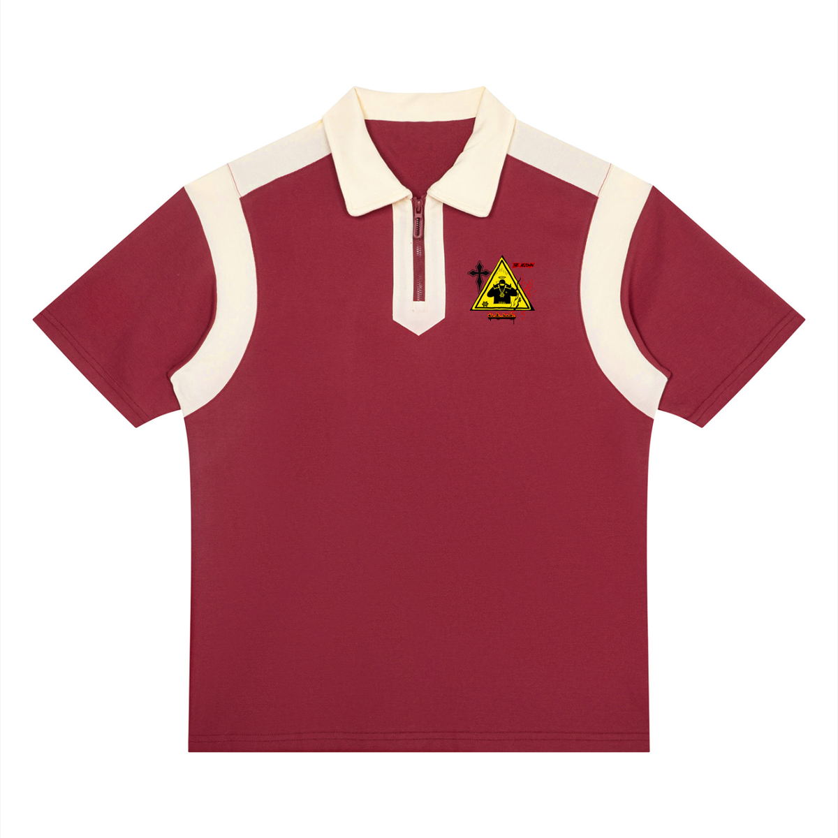 Unisex Color Block Quarter Zip Polo Shirt