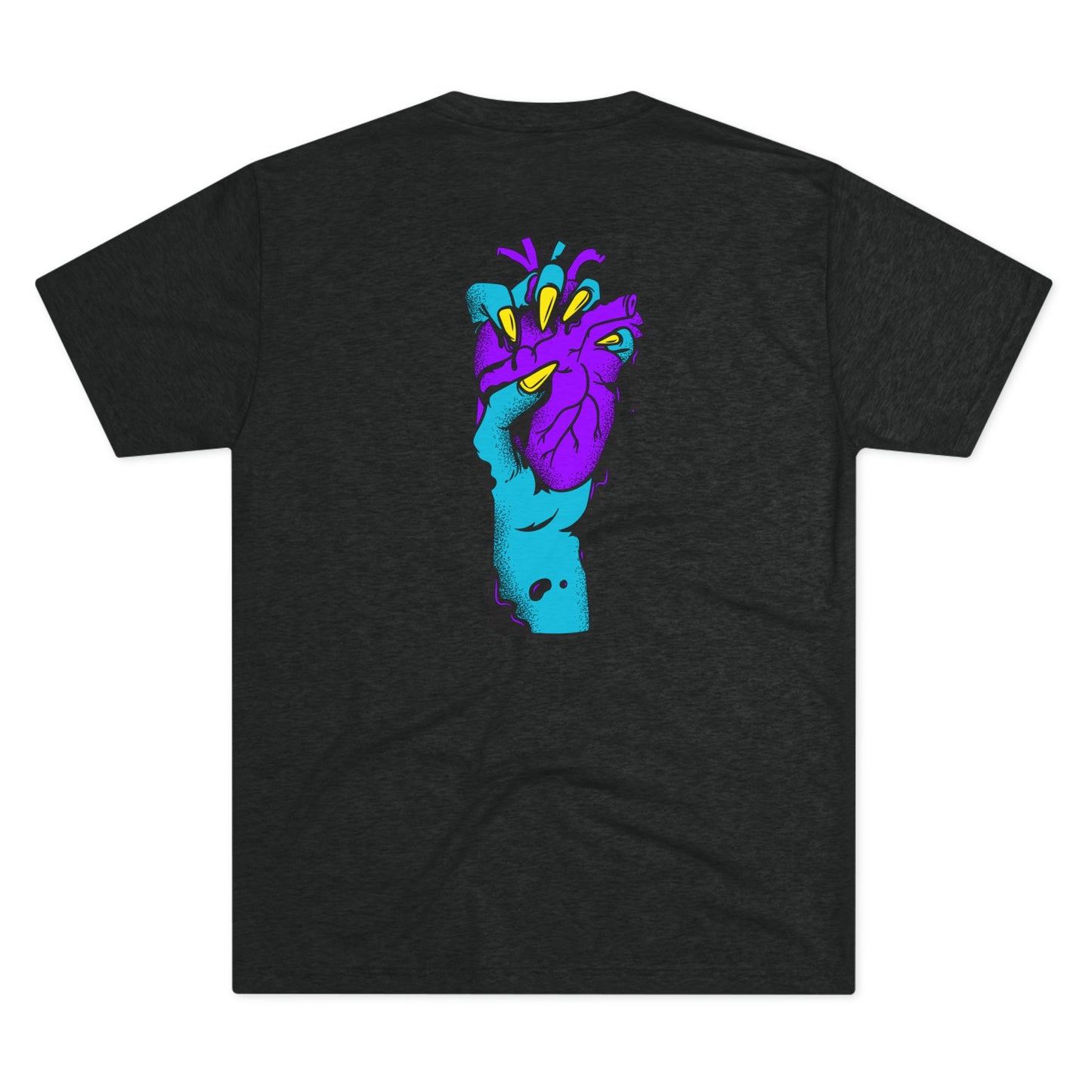 Psychedelic Blue Portrait Tee — Vivid Heart Grasp Graphic T-Shirt