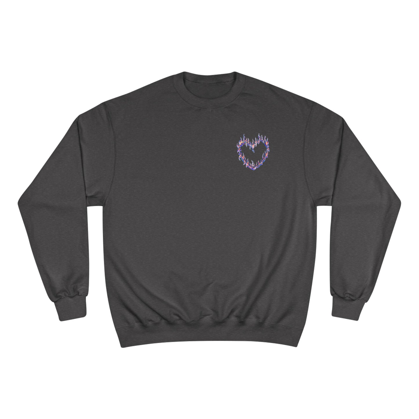 Bold Art Champion Sweatshirt with Heart & Graphic Design