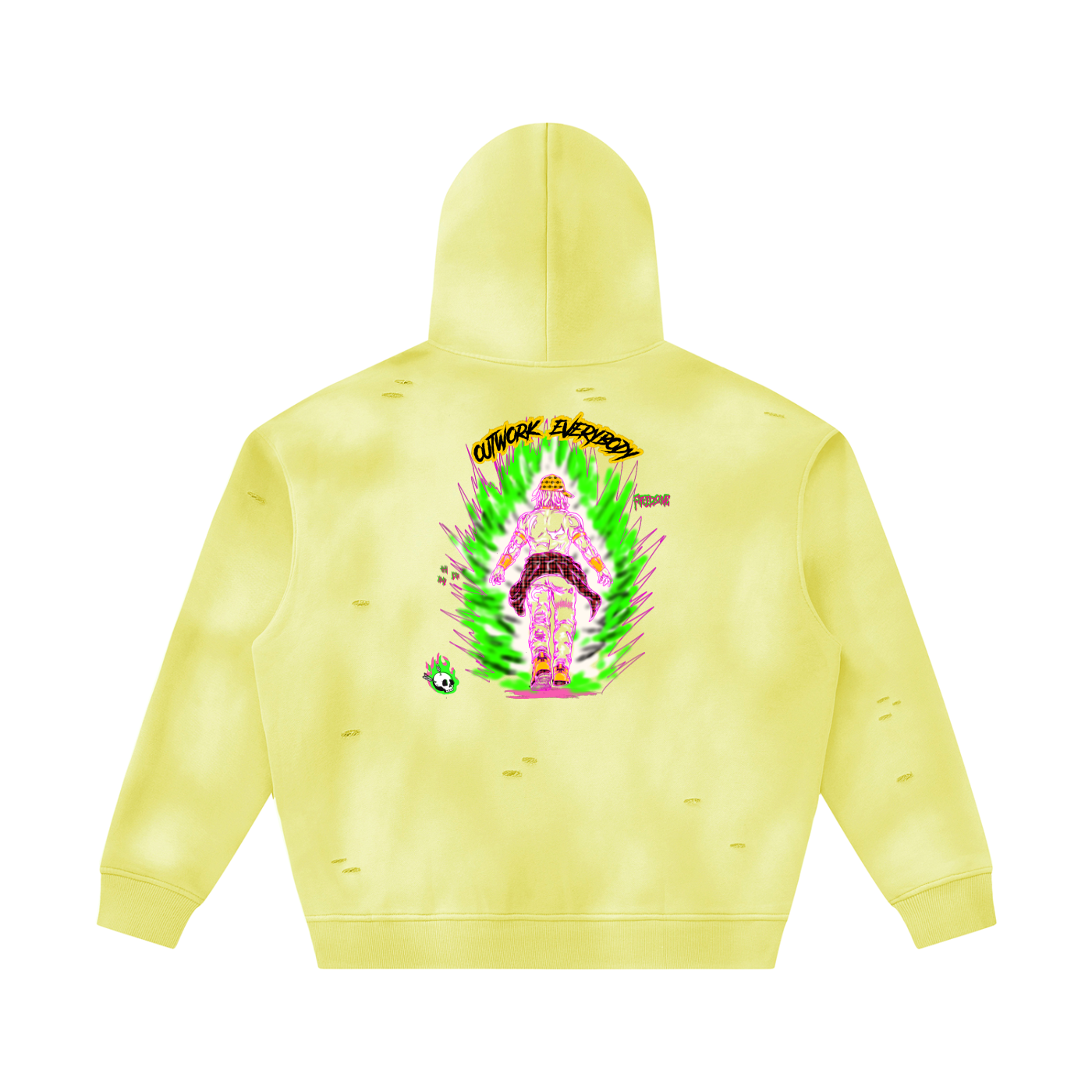 Unisex Sunfade Frayed Fleece Hoodie