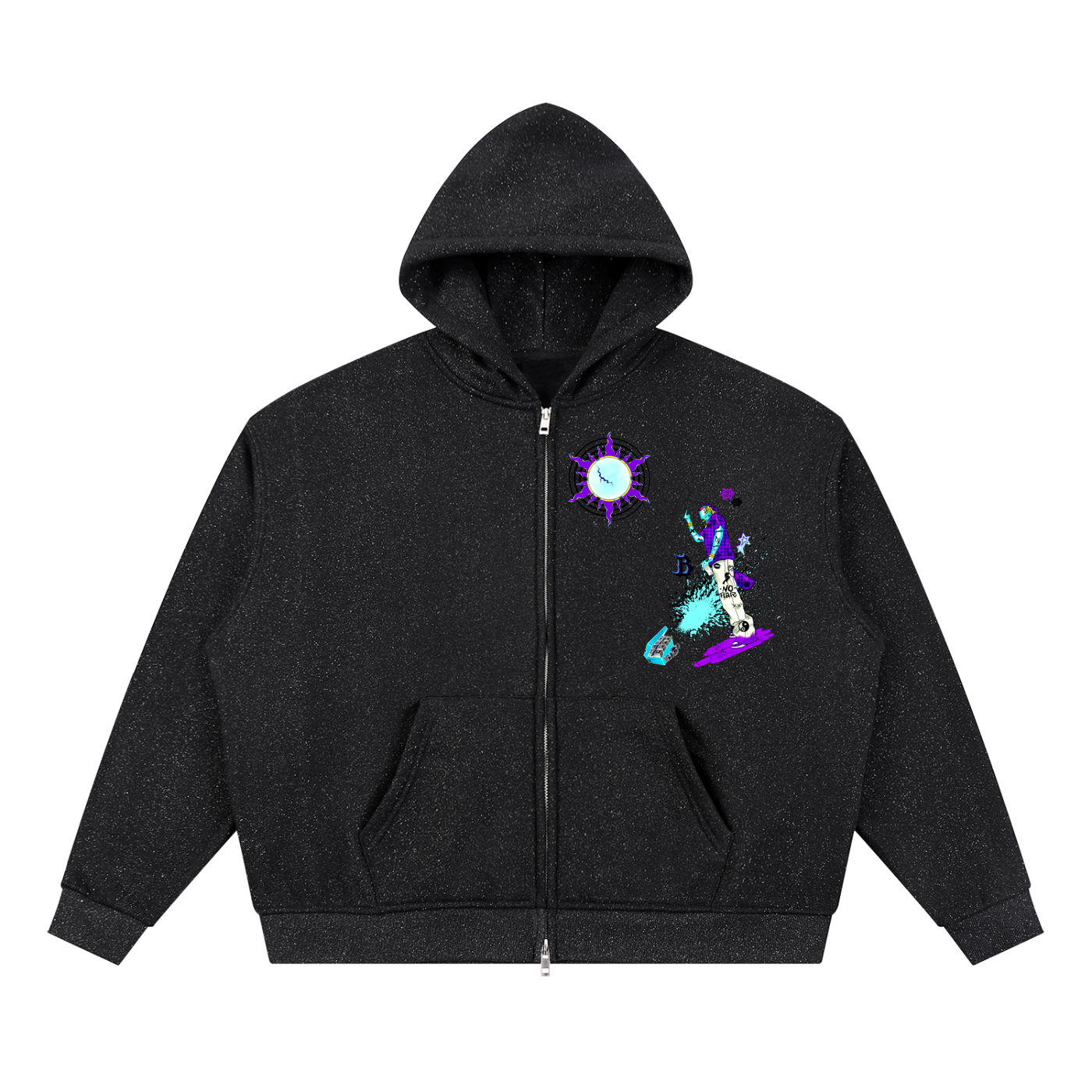 Unisex Sparkles Full Zip Boxy Hoodie