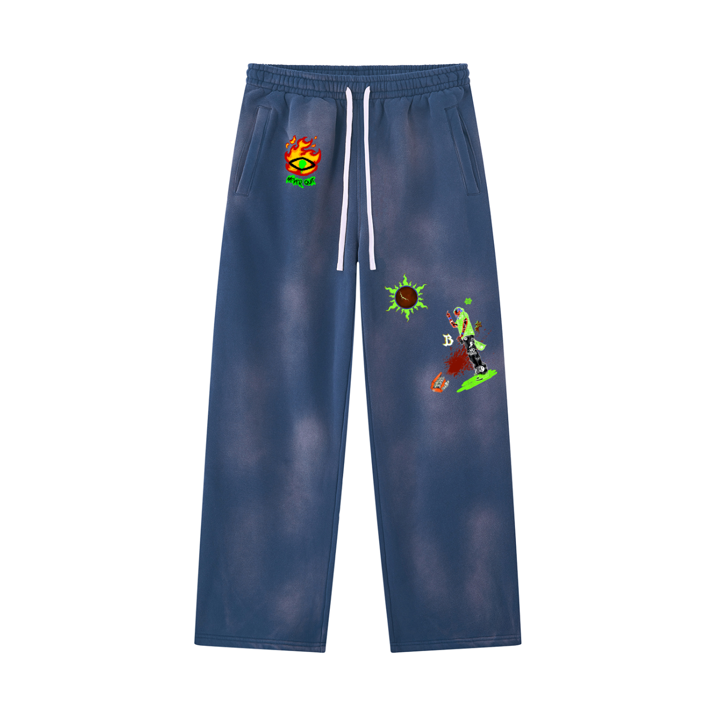 Unisex Sunfade Wide Leg Fleece Sweatpants