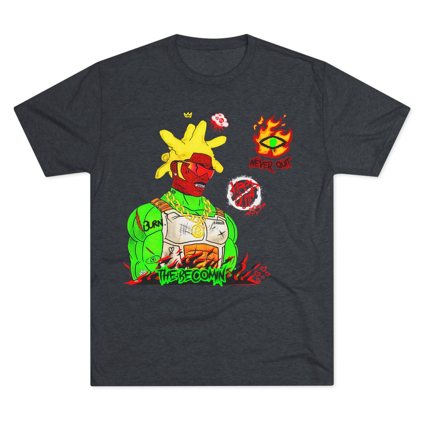 Graphic Tee — Neon Cyberpunk Warrior “The Becomin”