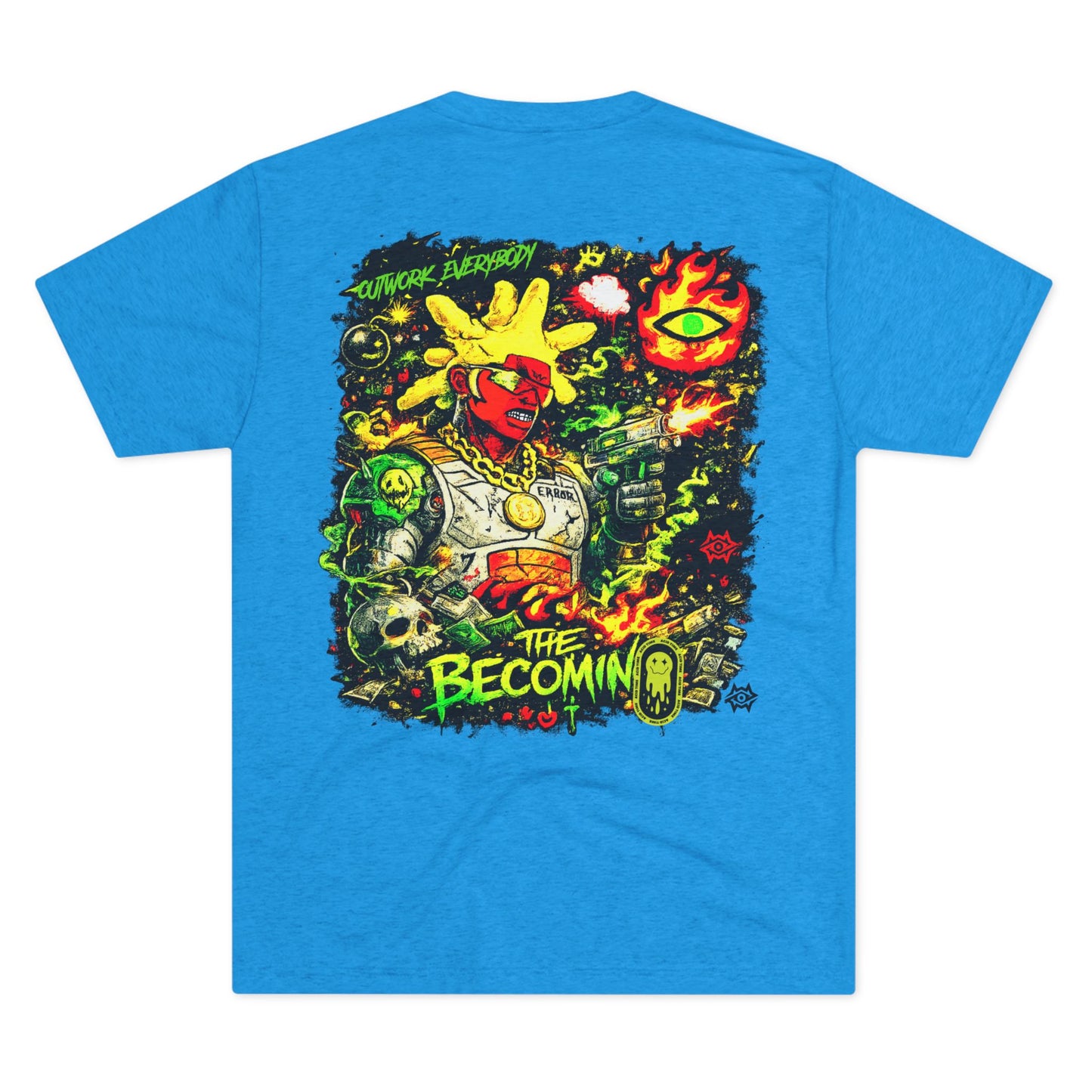 Graphic Tee — Neon Cyberpunk Warrior “The Becomin”