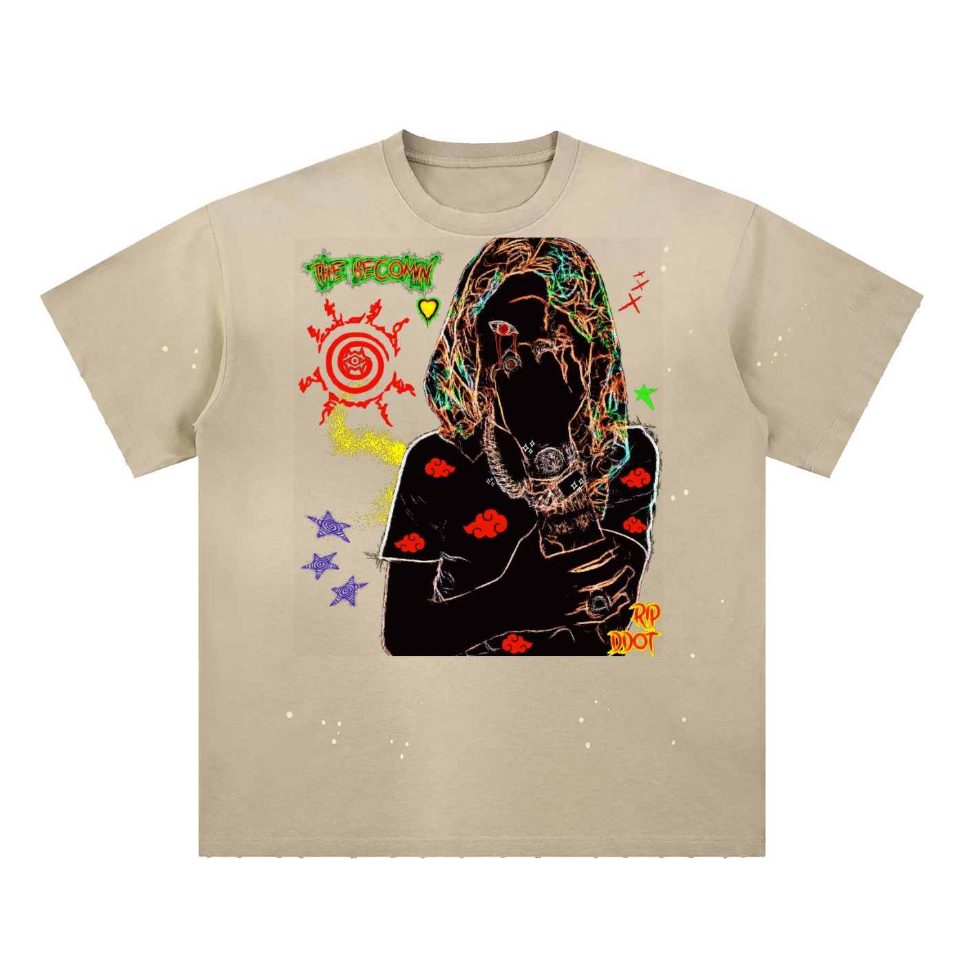 Hand-Frayed Sunfade Paint Splatter T-Shirt