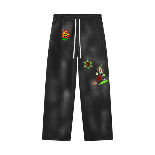 Unisex Sunfade Wide Leg Fleece Sweatpants