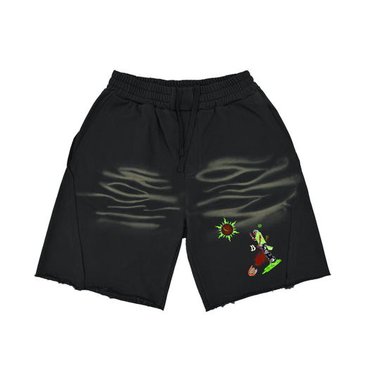 Vintage Washed Tiger Stripes Short Pants