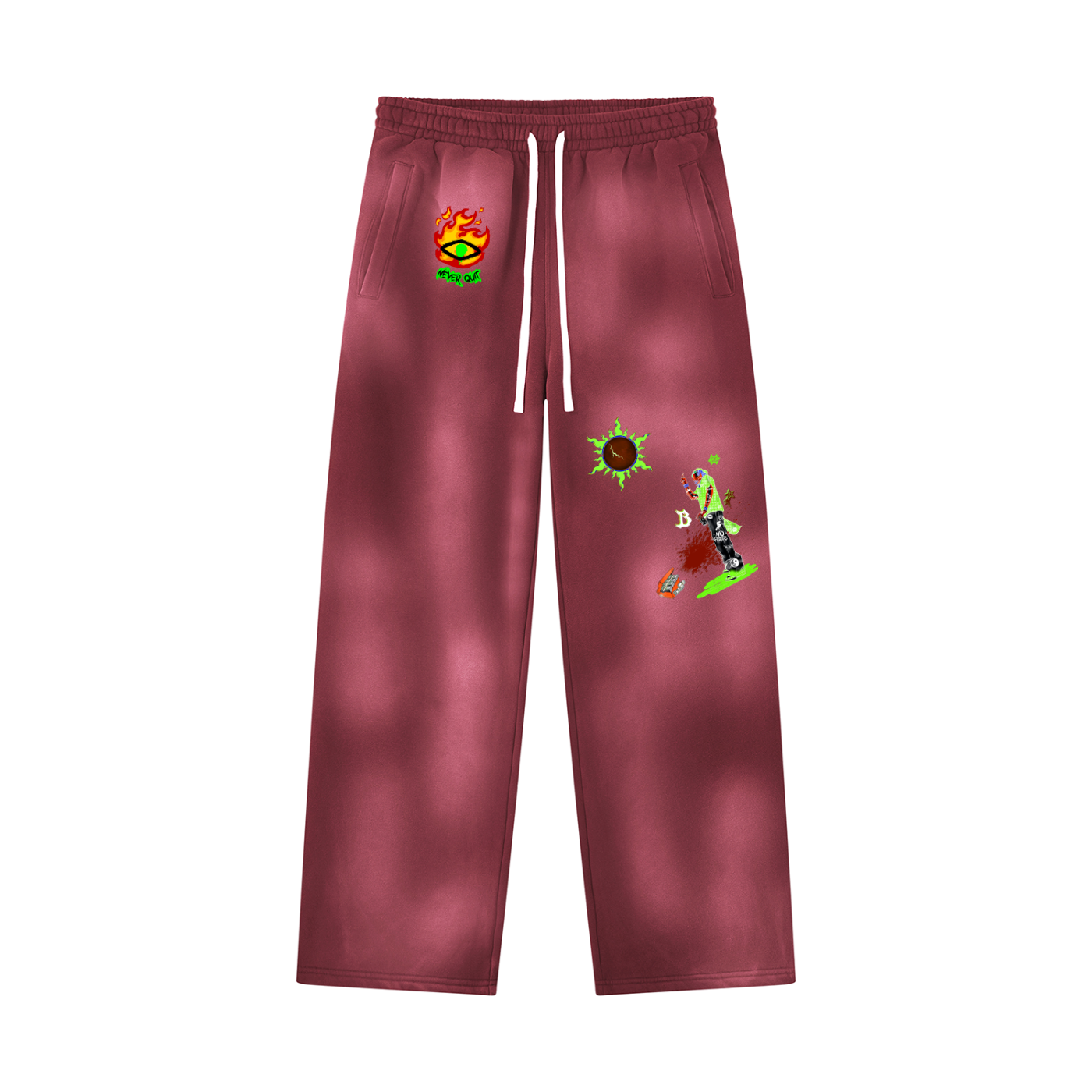 Unisex Sunfade Wide Leg Fleece Sweatpants