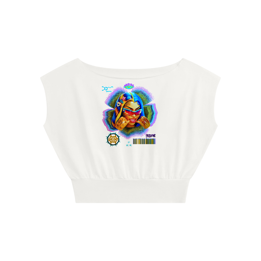 Women’s Boatneck Raw Edge Crop T-Shirt