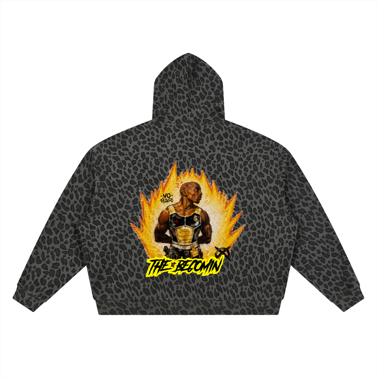Unisex Leopard Print Waffle Full Zip Hoodie