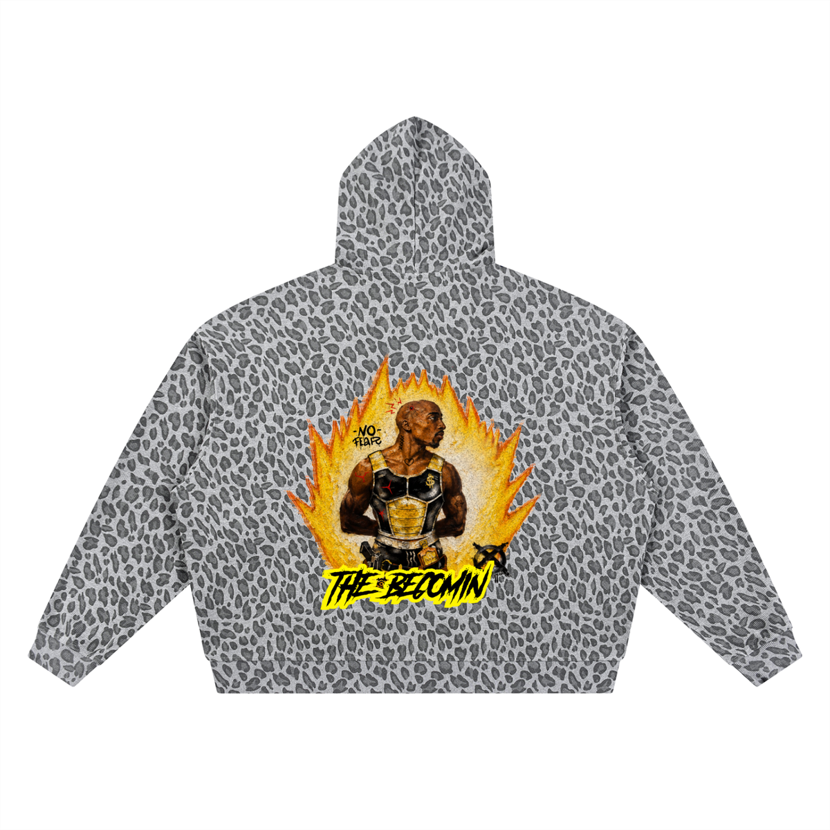 Unisex Leopard Print Waffle Full Zip Hoodie