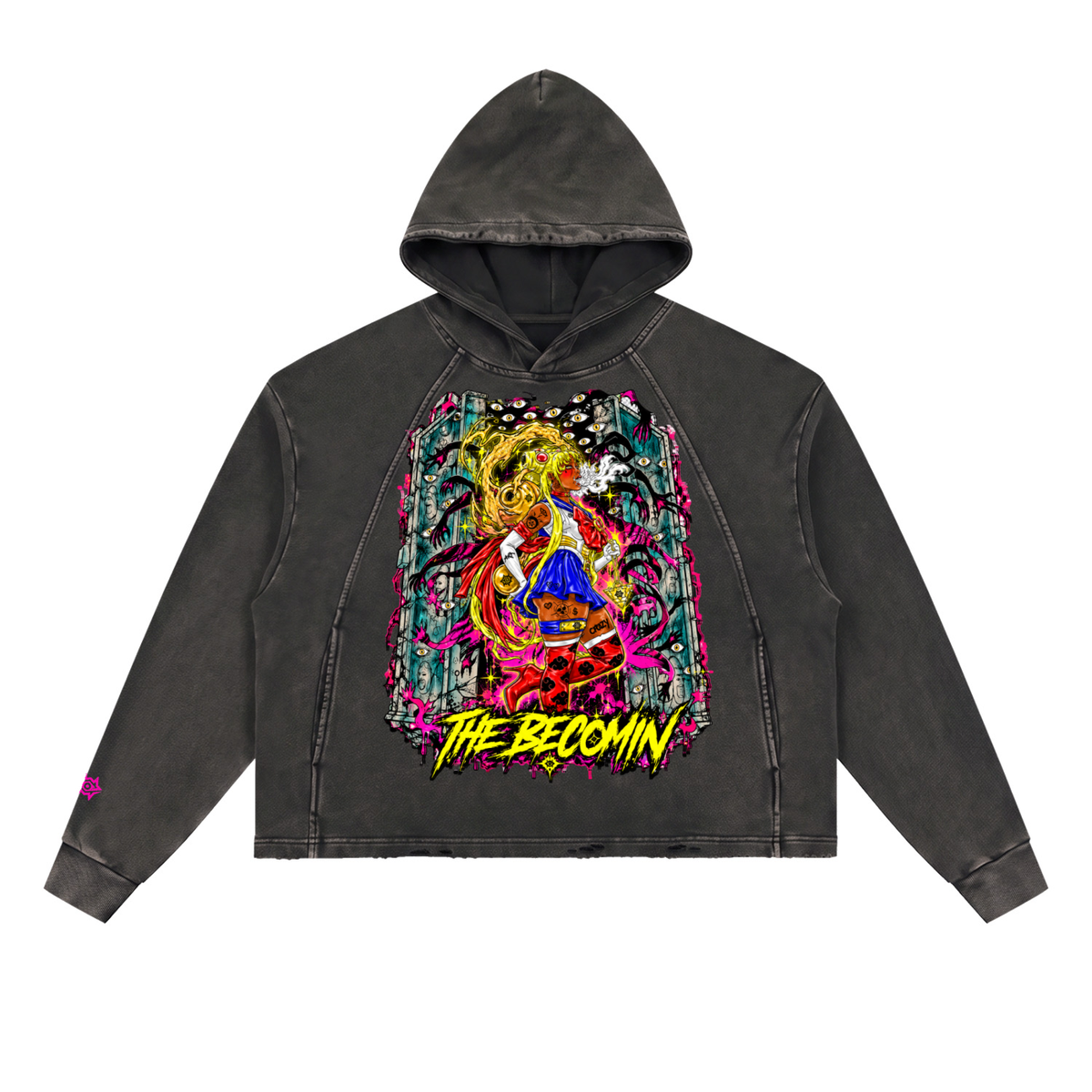 Vintage Washed Frayed-Hem Hoodie