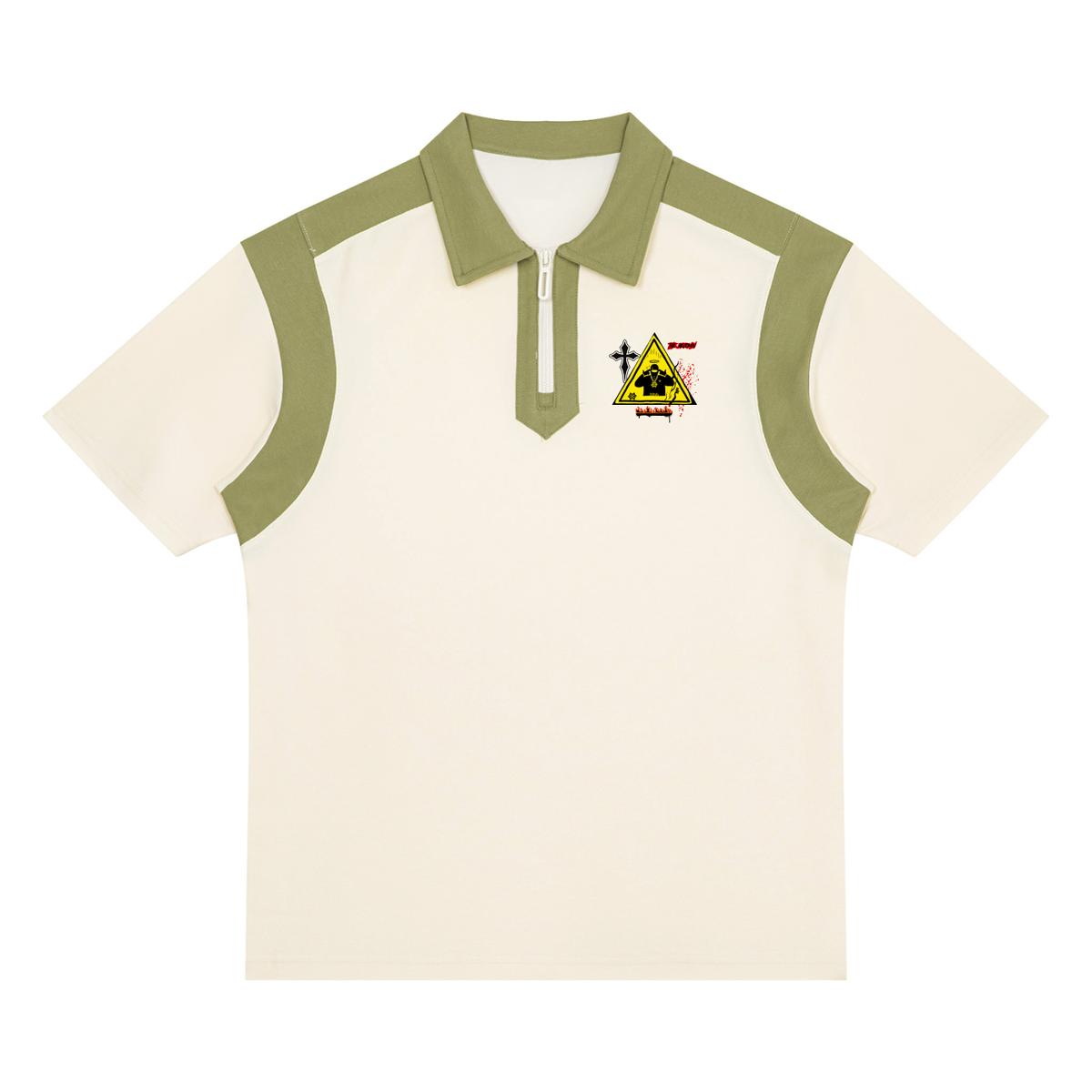 Unisex Color Block Quarter Zip Polo Shirt