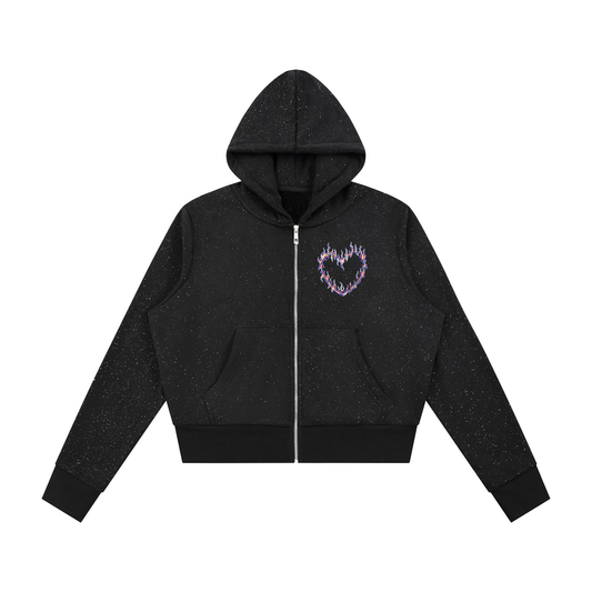 Women's Sparkles Fleece Full Zip Hoodie