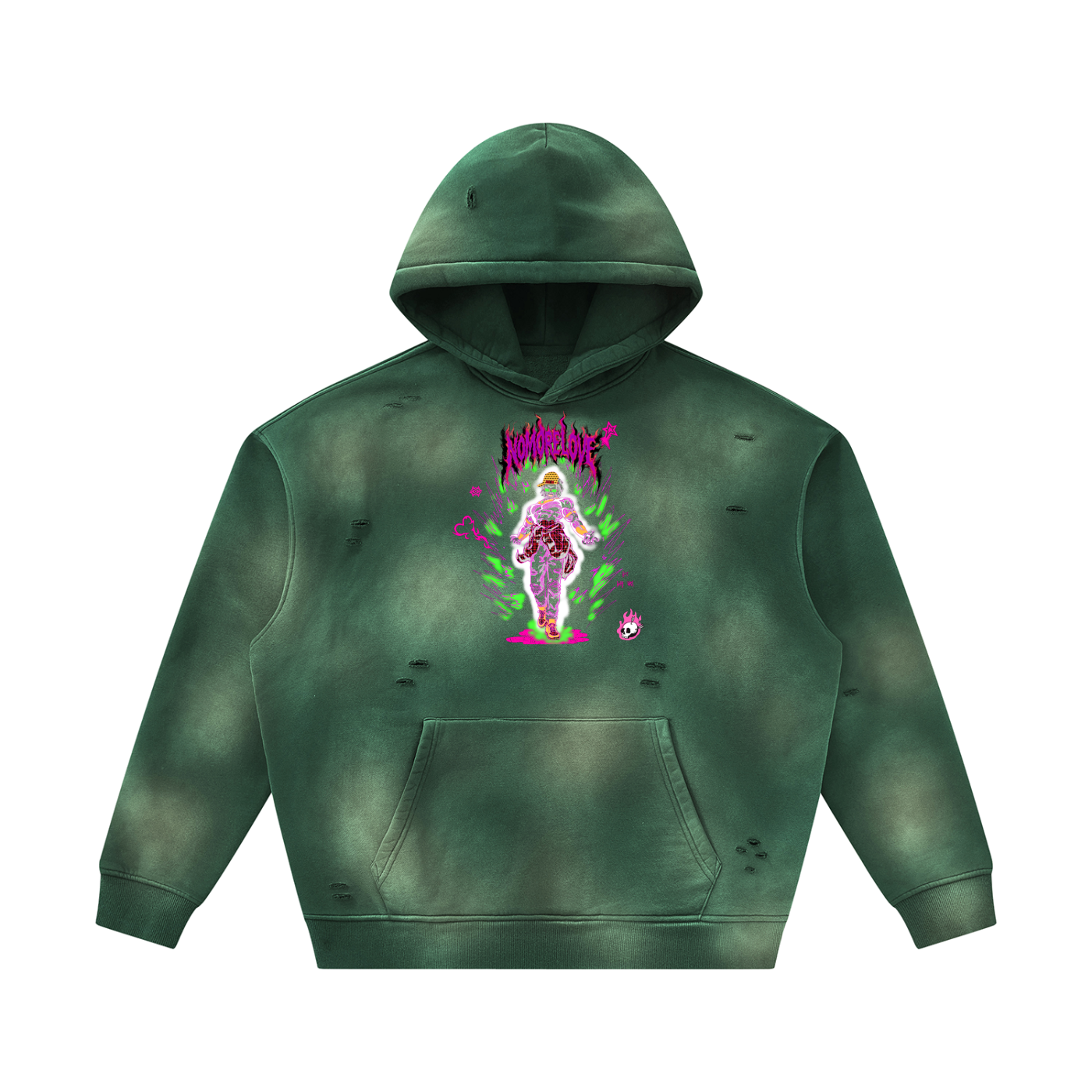 Unisex Sunfade Frayed Fleece Hoodie