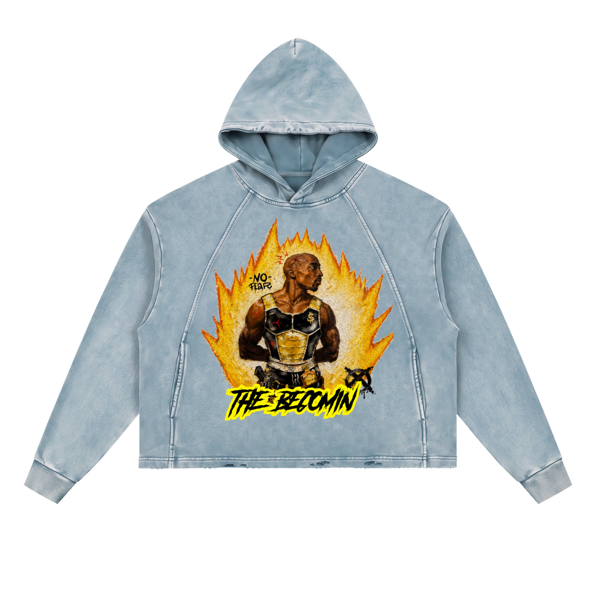Vintage Washed Frayed-Hem Hoodie