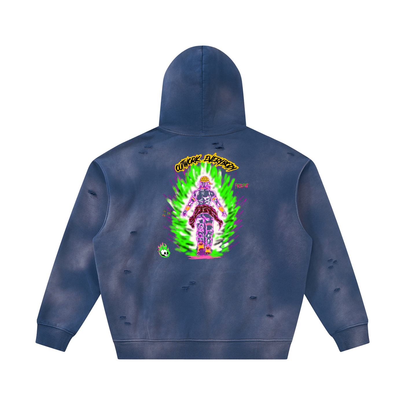 Unisex Sunfade Frayed Fleece Hoodie