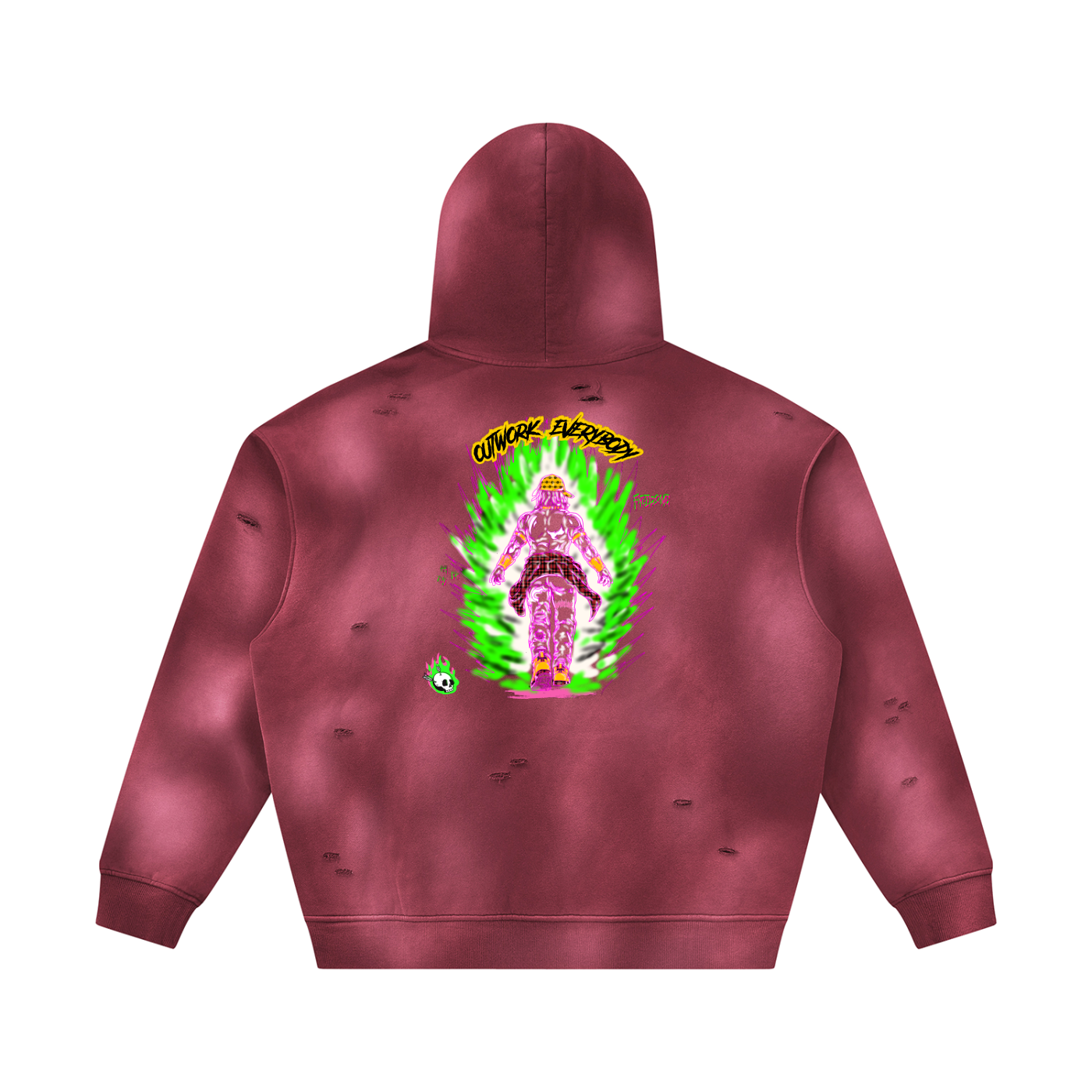 Unisex Sunfade Frayed Fleece Hoodie