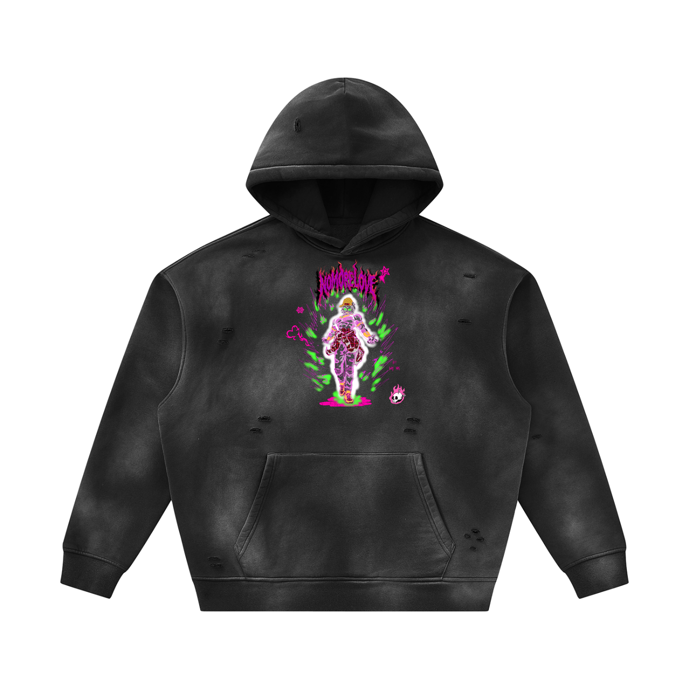 Unisex Sunfade Frayed Fleece Hoodie