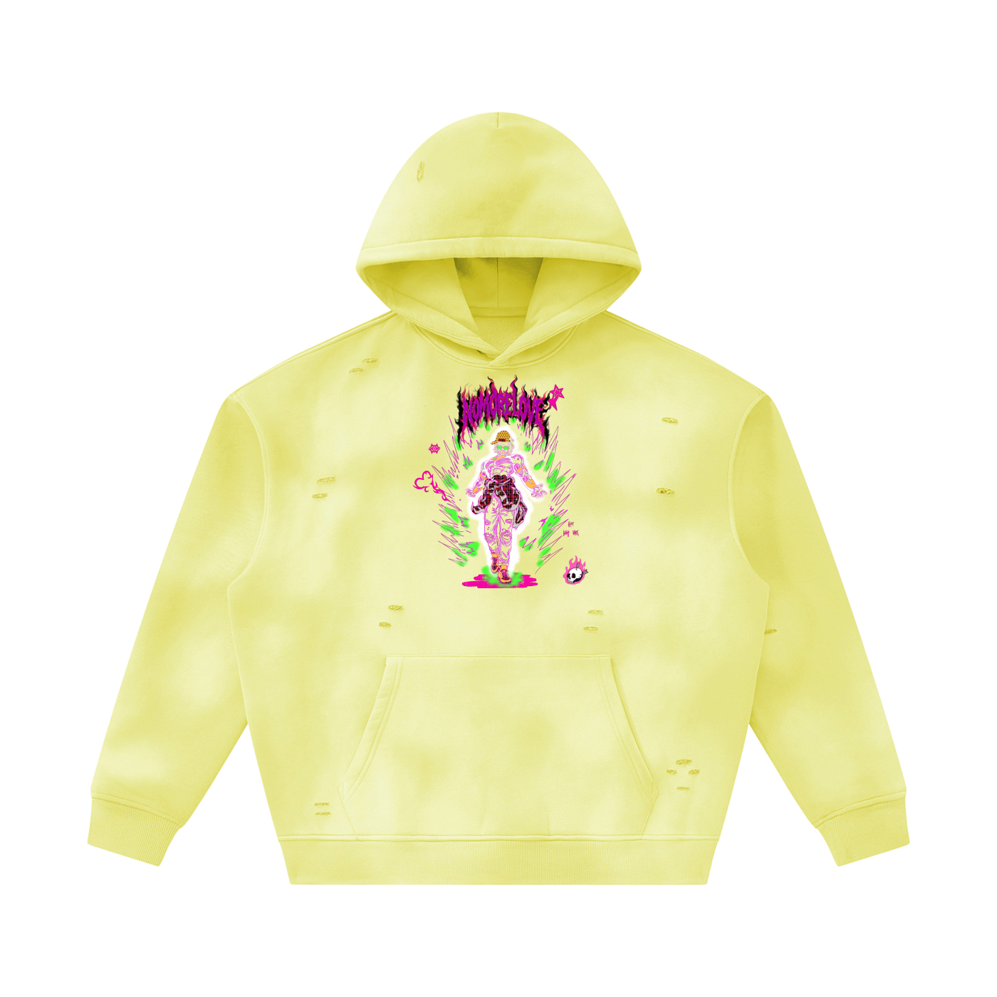 Unisex Sunfade Frayed Fleece Hoodie