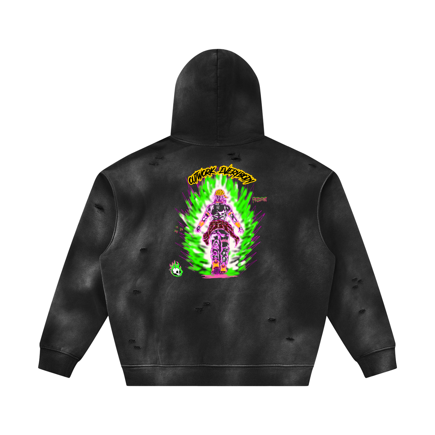 Unisex Sunfade Frayed Fleece Hoodie