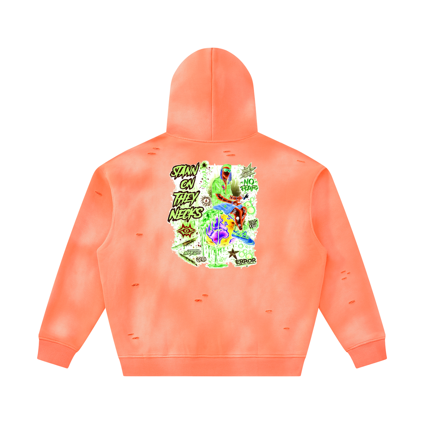 Unisex Sunfade Frayed Fleece Hoodie