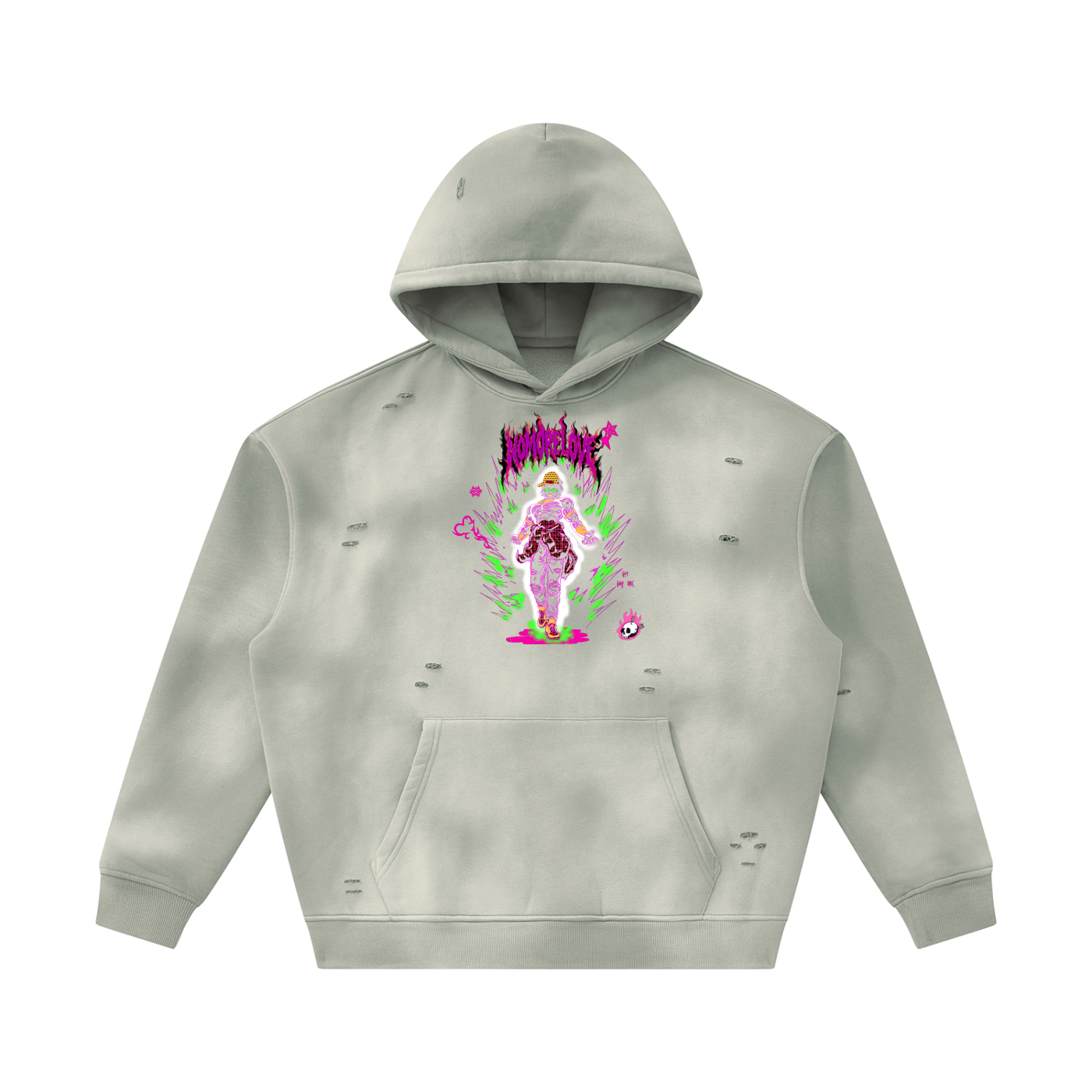 Unisex Sunfade Frayed Fleece Hoodie