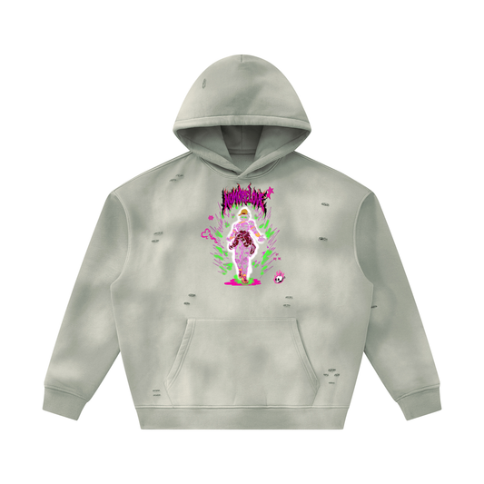 Unisex Sunfade Frayed Fleece Hoodie