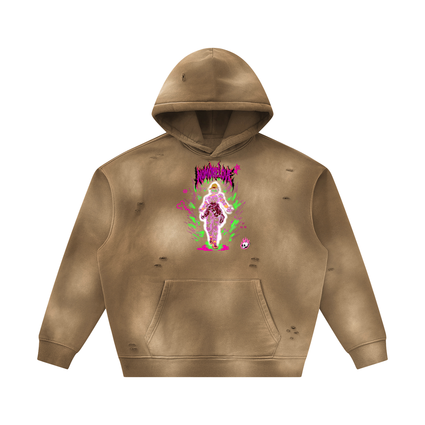 Unisex Sunfade Frayed Fleece Hoodie
