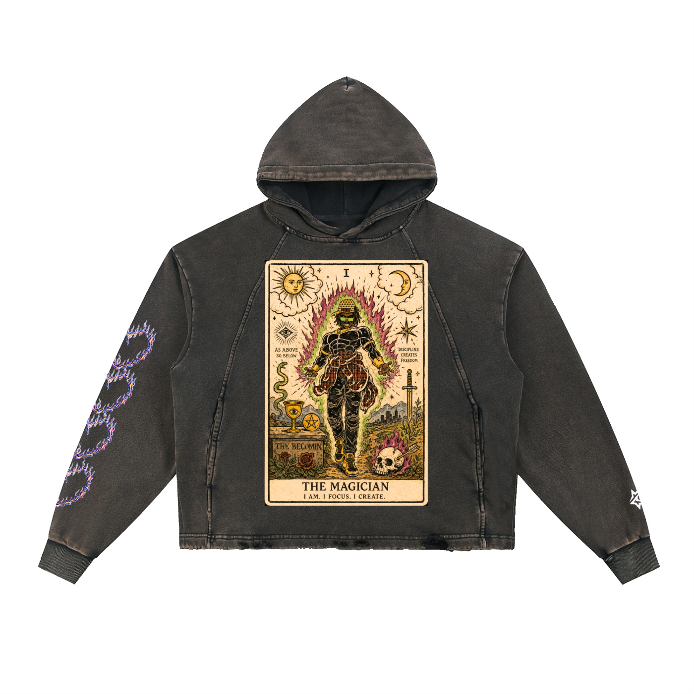 Vintage Washed Frayed-Hem Hoodie