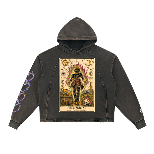 Vintage Washed Frayed-Hem Hoodie