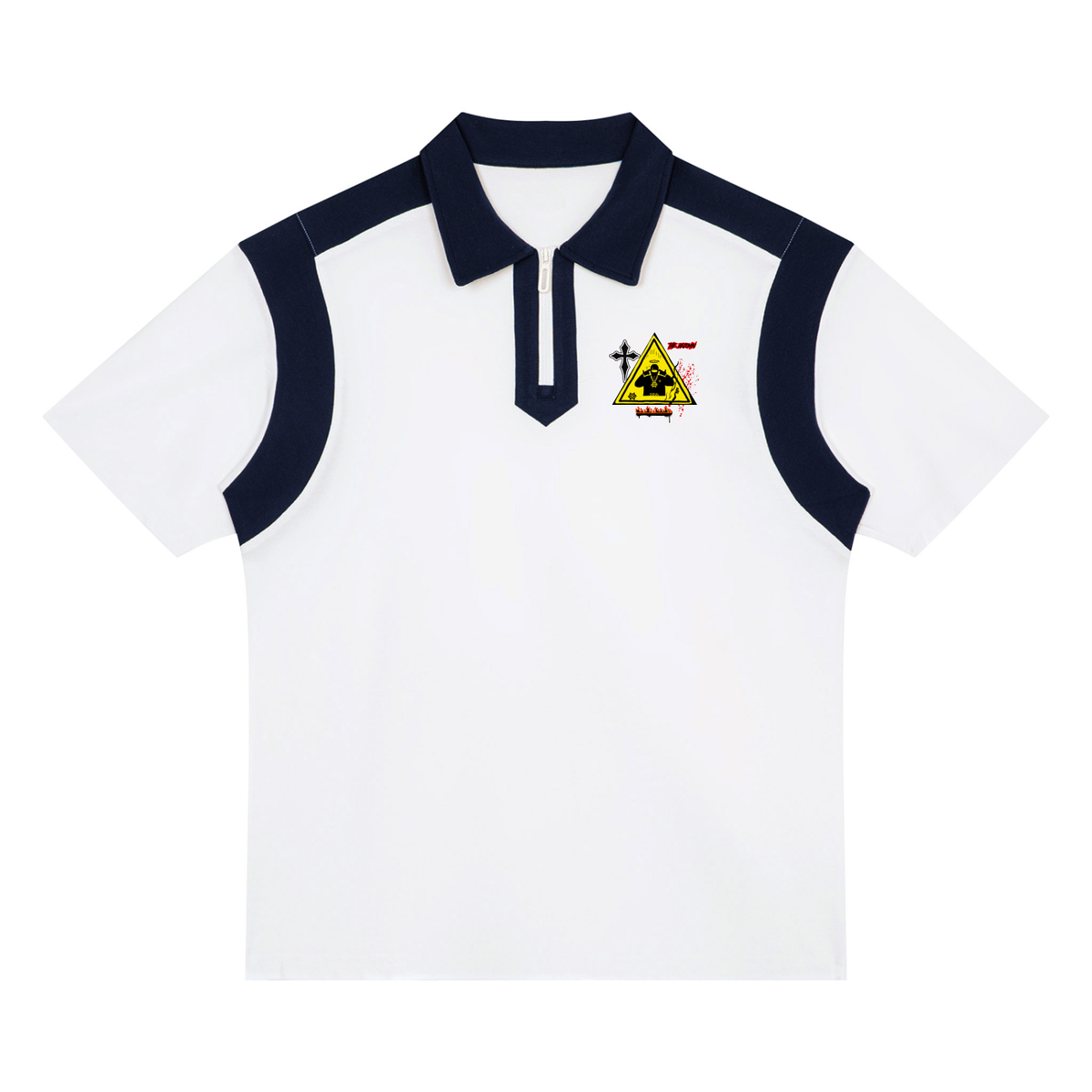 Unisex Color Block Quarter Zip Polo Shirt