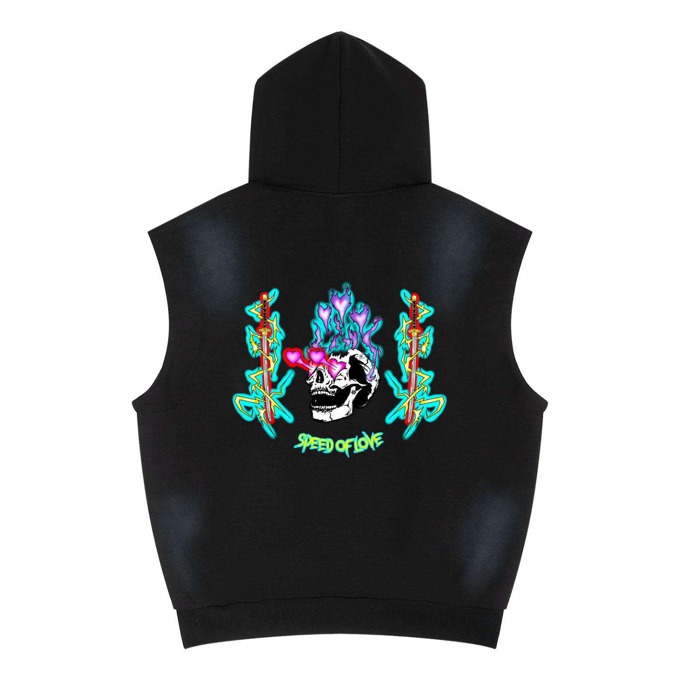 Unisex Vintage Wash Sun Fade Sleeveless Hoodie